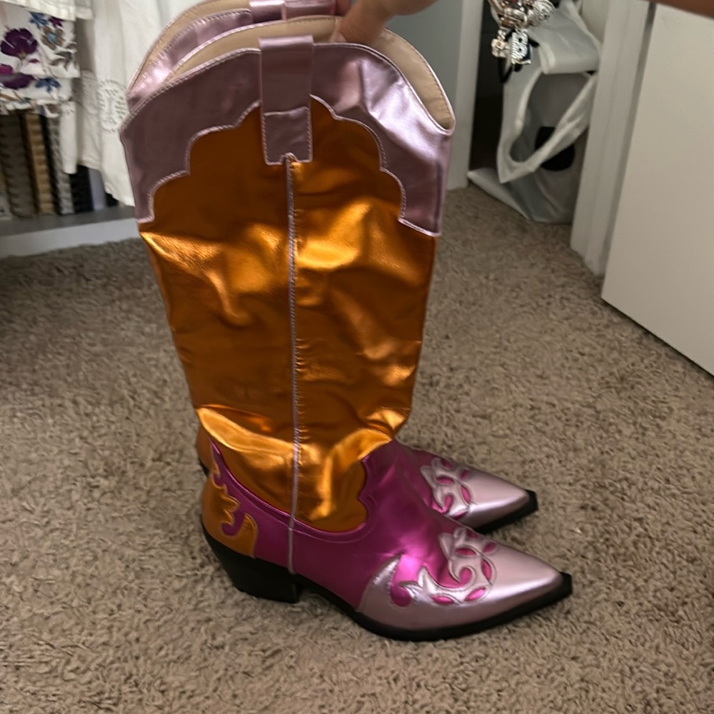 metallic multicolored cowboy boots